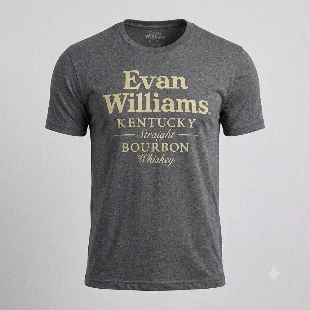 Evan Williams Kentucky Straight Bourbon Whiskey T-Shirt Mens Medium Heather Grey